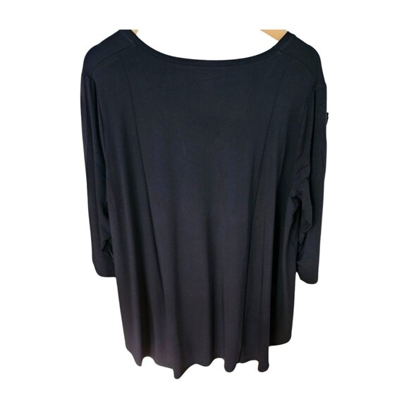 Blue Sky Plus Size Black 3/4 Sleeves Tunic with Crew Neck Soft Jersey. Size 1X - Picture 4 of 9